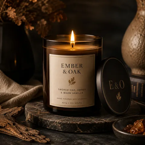 Ember & Oak candle, product shot six