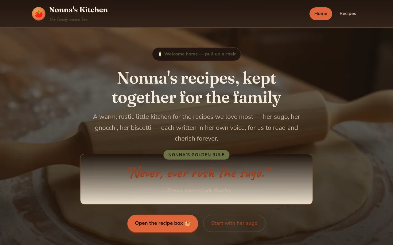 Nonna's Kitchen — family recipe box site